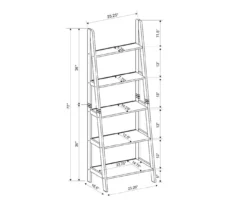 Boston Espresso 5-Shelf Wooden Ladder Bookcase -Living Room Furniture Store 810543223 A8