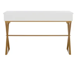 Glam White & Gold 2-Drawer Campaign Desk -Living Room Furniture Store 810543228 A4 5