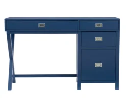Kari Royal Blue 4-Drawer Office Desk -Living Room Furniture Store 810543245 A0 2