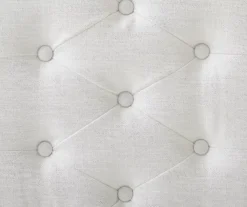 Marie Glitz White Tufted Linen Acrylic Leg Bench -Living Room Furniture Store 810543267 A8 2