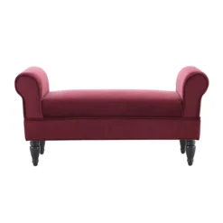 Elsie Berry & Dark Mahogany Upholstered Rolled Arm Bench -Living Room Furniture Store 810543272 3
