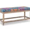 Moroccan Tapestry Upholstered Rustic Driftwood Bench -Living Room Furniture Store 810543273 1