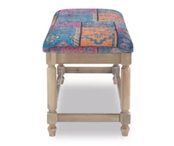 Moroccan Tapestry Upholstered Rustic Driftwood Bench -Living Room Furniture Store 810543273 4