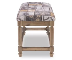 Gray Moroccan Tapestry Upholstered Rustic Driftwood Bench -Living Room Furniture Store 810543274 4 1