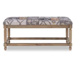 Moroccan Tapestry Upholstered Rustic Driftwood Bench -Living Room Furniture Store 810543274 5
