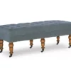 Claire Linen Upholstered Rolling Bench -Living Room Furniture Store 810543278 1