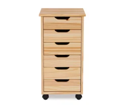 Craft Mate Natural Wood 6-Drawer Rolling Storage Cart -Living Room Furniture Store 810543290 3