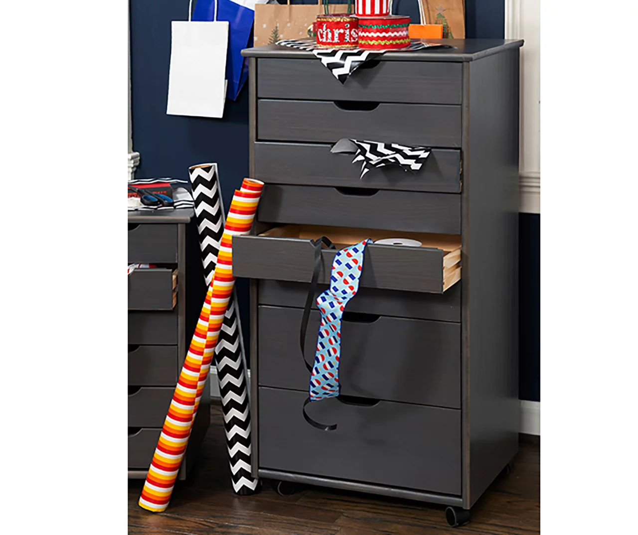 Craft Mate Gray Wood 8-Drawer Rolling Storage Cart 4 Craft Mate Gray Wood 8-Drawer Rolling Storage Cart - Image 2