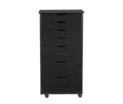 Craft Mate Black Wood 8-Drawer Rolling Storage Cart -Living Room Furniture Store 810543294 3