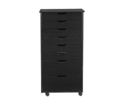 Craft Mate Black Wood 8-Drawer Rolling Storage Cart -Living Room Furniture Store 810543294 4