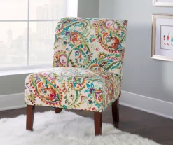 Danna Multicolor Upholstered Paisley Curved Back Slipper Chair -Living Room Furniture Store 810543301 6