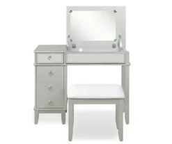 Jasmine 2-Piece White 1-Drawer Lifting Mirror Vanity Set 9 Jasmine 2-Piece White 1-Drawer Lifting Mirror Vanity Set -Living Room Furniture Store 810543315 5