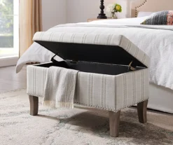 Lisa Railroad Striped Storage Ottoman -Living Room Furniture Store 810543333 2