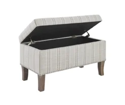 Lisa Railroad Striped Storage Ottoman -Living Room Furniture Store 810543333 4