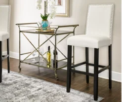 Blaire White Glitz Nailhead Bar Stool -Living Room Furniture Store 810543340 2