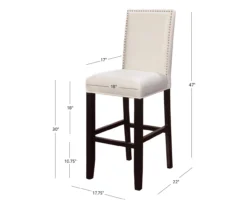 Blaire White Glitz Nailhead Bar Stool -Living Room Furniture Store 810543340 A7
