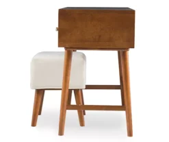 Merci 2-Piece White & Walnut 2-Drawer Lifting Mirror Vanity Set -Living Room Furniture Store 810543353 4