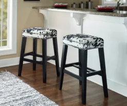 Baldwin White & Black Cow Print Nailhead Bar Stool -Living Room Furniture Store 810543360 3