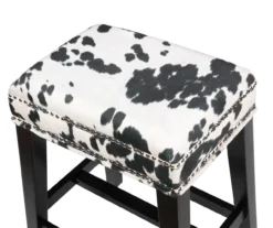 Baldwin White & Black Cow Print Nailhead Bar Stool -Living Room Furniture Store 810543360 4