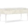 Cara White Faux Fur Acrylic Leg Bench -Living Room Furniture Store 810543373 1