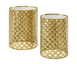 Asher Gold 2-Piece Pierced Metal Nesting Table Set