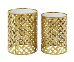 Asher Gold 2-Piece Pierced Metal Nesting Table Set -Living Room Furniture Store 810543376 A1 2