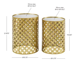 Asher Gold 2-Piece Pierced Metal Nesting Table Set -Living Room Furniture Store 810543376 D8 7