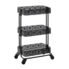 Mabry Black 3-Tier Pierced Floral Rolling Cart -Living Room Furniture Store 810543382 1