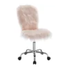 Comfort Home Blush Pink Faux Fur Swivel Chair -Living Room Furniture Store 810543388 1