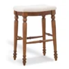 Harbor White & Brown Upholstered Linen Backless Bar Stool -Living Room Furniture Store 810543395 1