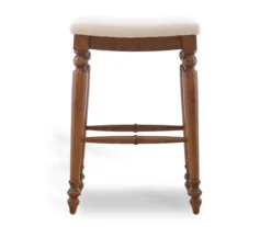 Harbor White & Brown Upholstered Linen Backless Bar Stool 6 Harbor White & Brown Upholstered Linen Backless Bar Stool -Living Room Furniture Store 810543395 3