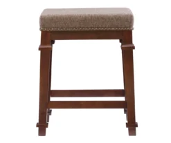 Clark Walnut & Light Brown Upholstered Tweed Backless Counter Stool 14 Clark Walnut & Light Brown Upholstered Tweed Backless Counter Stool -Living Room Furniture Store 810543403 A0 2