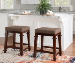 Clark Walnut & Light Brown Upholstered Tweed Backless Counter Stool 12 Clark Walnut & Light Brown Upholstered Tweed Backless Counter Stool -Living Room Furniture Store 810543403 A0 5