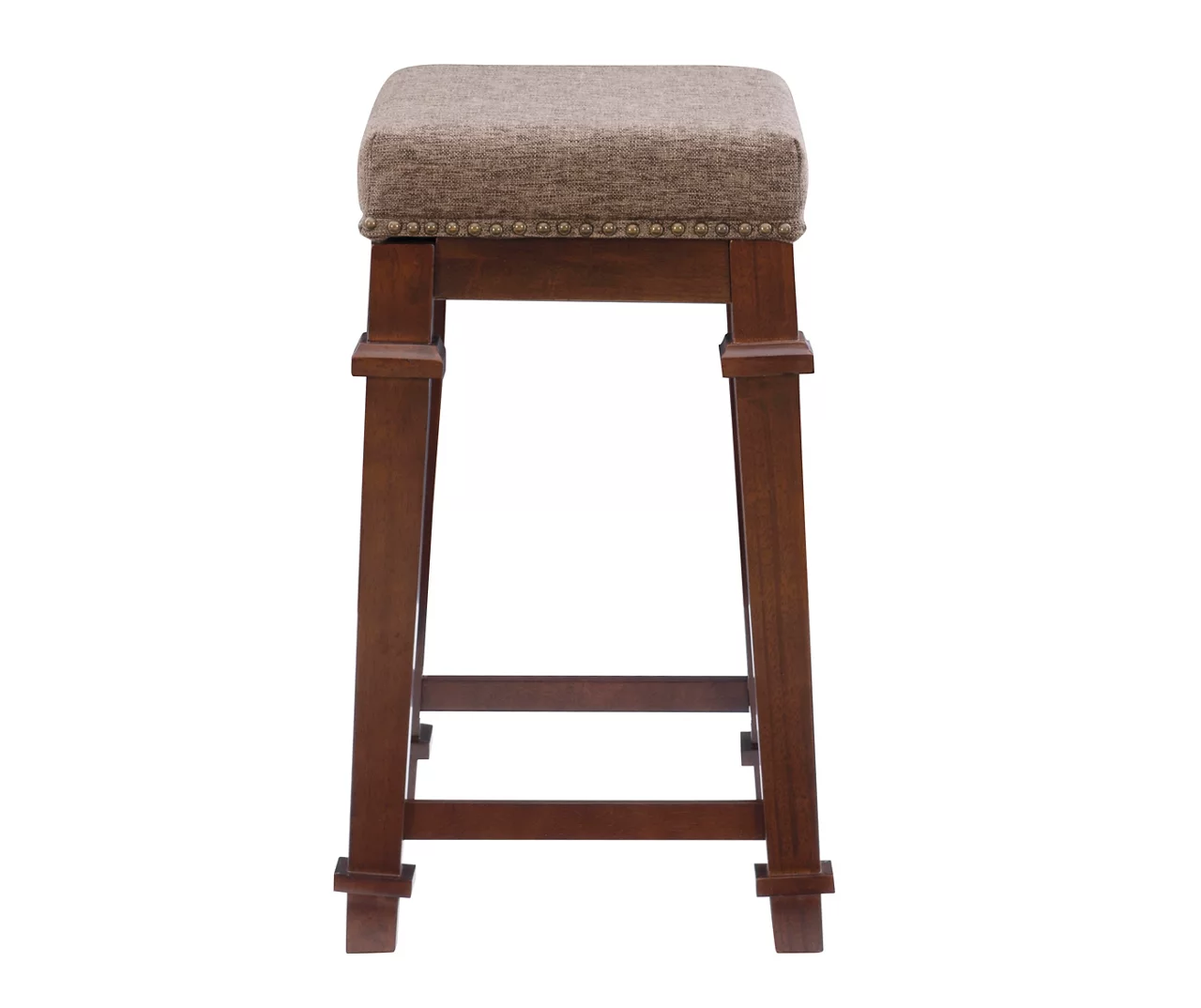 Clark Walnut & Light Brown Upholstered Tweed Backless Counter Stool 8 Clark Walnut & Light Brown Upholstered Tweed Backless Counter Stool - Image 6