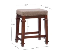 Clark Walnut & Light Brown Upholstered Tweed Backless Counter Stool 17 Clark Walnut & Light Brown Upholstered Tweed Backless Counter Stool -Living Room Furniture Store 810543403 D8 9