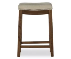 Brooke Natural & Dark Brown Backless Padded Counter Stool -Living Room Furniture Store 810543416 3