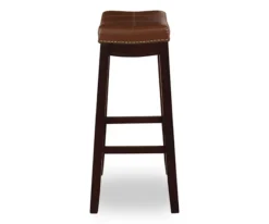 Brooke Cognac & Dark Brown Faux Leather Backless Padded Counter Stool -Living Room Furniture Store 810543421 4