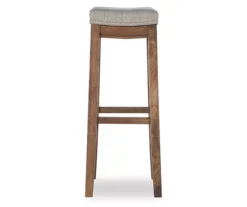 Brooke Gray & Rustic Brown Backless Nailhead Bar Stool -Living Room Furniture Store 810543424 4