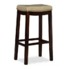 Brooke Beige & Dark Brown Faux Leather Backless Padded Bar Stool -Living Room Furniture Store 810543427 1