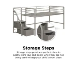 DHP Kaden Gray Junior Twin Loft Bed With Storage Steps -Living Room Furniture Store 810543776 3