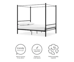 DHP Kate Black Metal Full Canopy Bed -Living Room Furniture Store 810543780 1