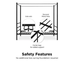 DHP Kate Black Metal Full Canopy Bed -Living Room Furniture Store 810543780 2