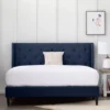 Isabelle Navy Upholstered Twin Wingback Bed -Living Room Furniture Store 810547602 810547606 810547614 810547610 1