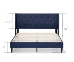 Isabelle Navy Upholstered Twin Wingback Bed 11 Isabelle Navy Upholstered Twin Wingback Bed -Living Room Furniture Store 810547602 810547606 810547614 810547610 3