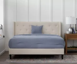 Isabelle Cream Upholstered Twin Wingback Bed