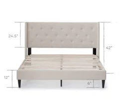 Isabelle Cream Upholstered Twin Wingback Bed -Living Room Furniture Store 810547603 810547607 810547628 810547611 3