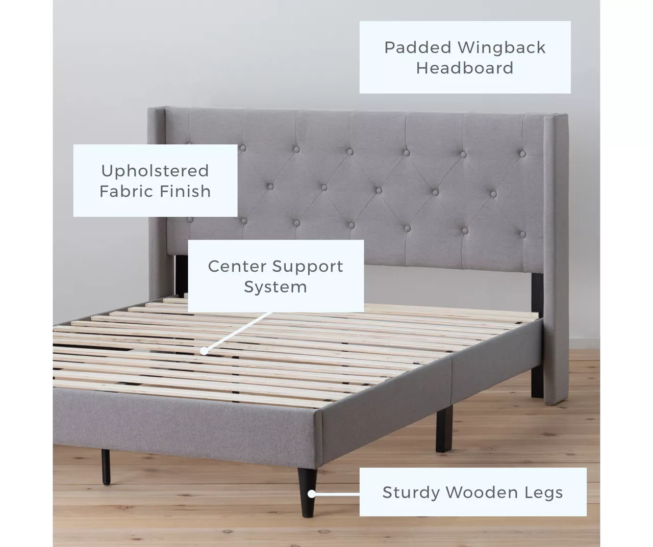 Isabelle Stone Upholstered Twin Wingback Bed 4 Isabelle Stone Upholstered Twin Wingback Bed - Image 2