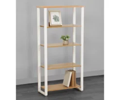 Dorm Essentials Oak & White 4-Shelf Bookcase 5 Dorm Essentials Oak & White 4-Shelf Bookcase -Living Room Furniture Store 810559115 2