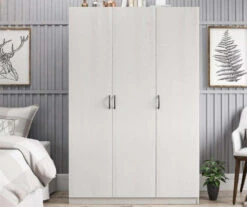 Ivory Oak 3-Door Storage Wardrobe -Living Room Furniture Store 810561398 1