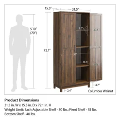 Seven Hills Columbia Walnut 2-Door Storage Cabinet -Living Room Furniture Store 810563167 71
